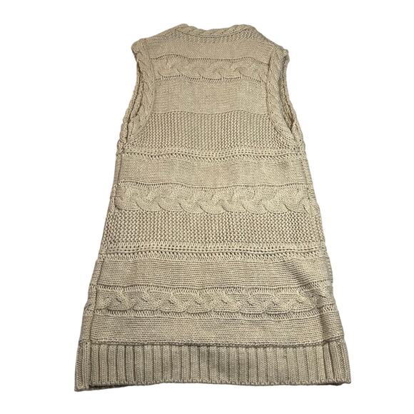 Women's Sleeveless Open Front Cable Knit Vest Duster Cardigan Size Med Casual - Picture 2 of 4